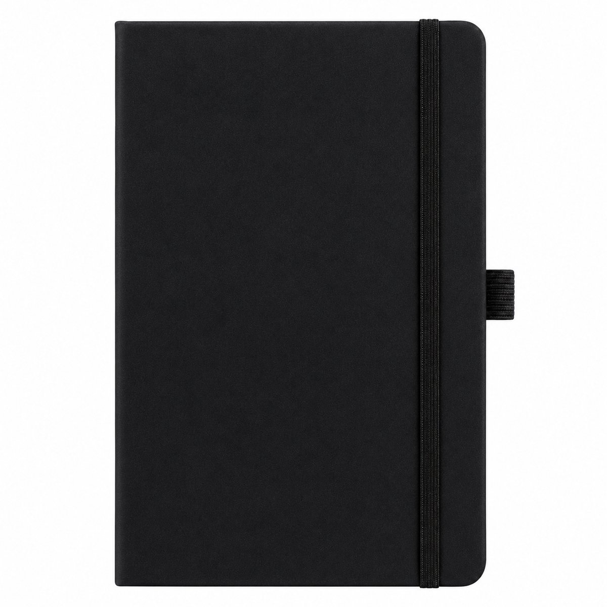 VHV - A5 Notitieboek - 200 Pagina's, 80 g/m² Papier - Soft-Touch Harde Kaft met Elastiek, Penlus en Bladwijzer - Zwart