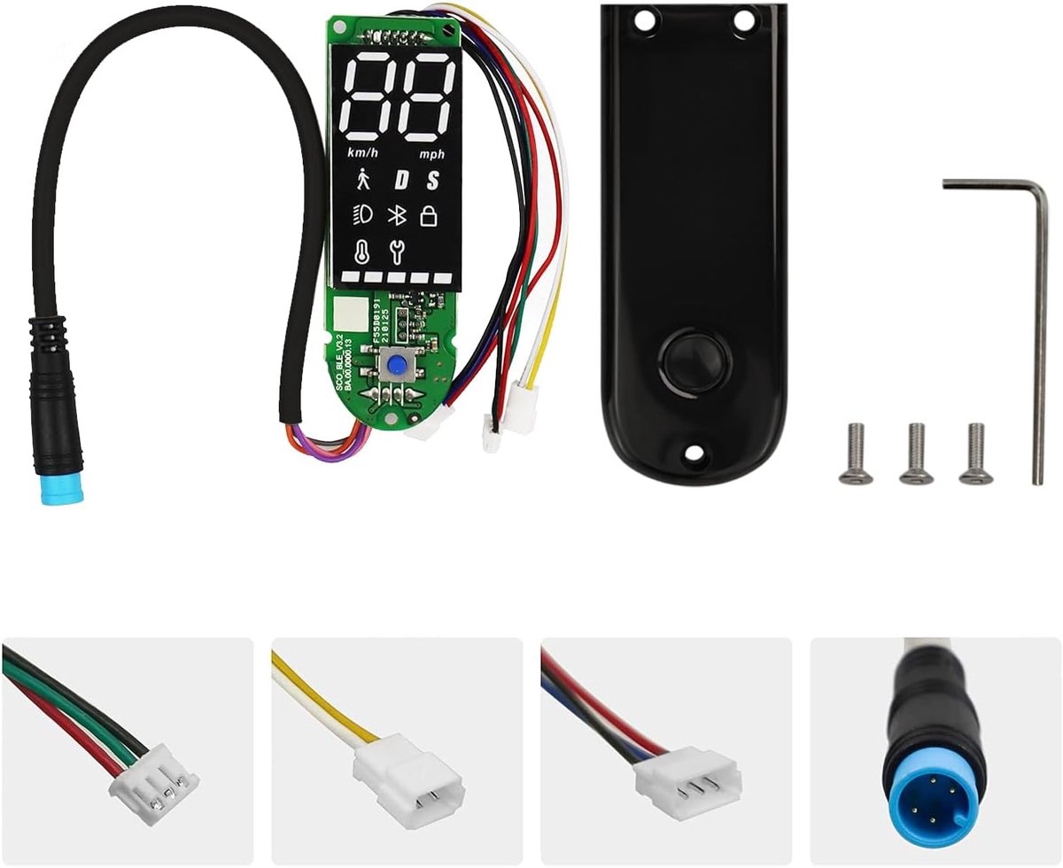SnelShoppen - Elektrische Scooter Dashboard PCB Waterproof met Bluetooth LCD Scherm, 3 Aansluitkabels, Geschikt voor MAX G30 Scooter