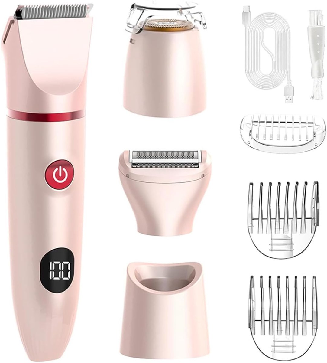 SnelShoppen - 3-in-1 Draadloze Elektrische Dames Scheerapparaat voor Lichaam, Benen, Gezicht en Bikinizone - Waterproof, USB Oplaadbaar, Geschikt voor