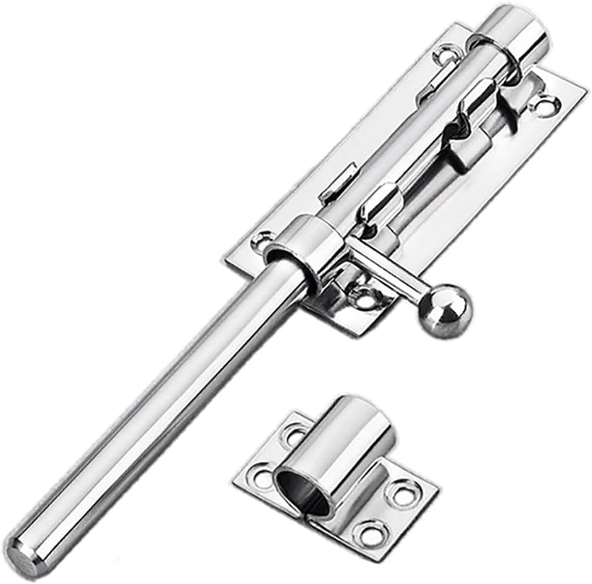 SnelShoppen - Heavy Duty Sliding Gate Bolt Deurslot met Hangslot Gat, 304 RVS Veiligheidsslot, 12mm Dia. 196MM RVS, Ideaal voor Deuren, Kasten, Schure