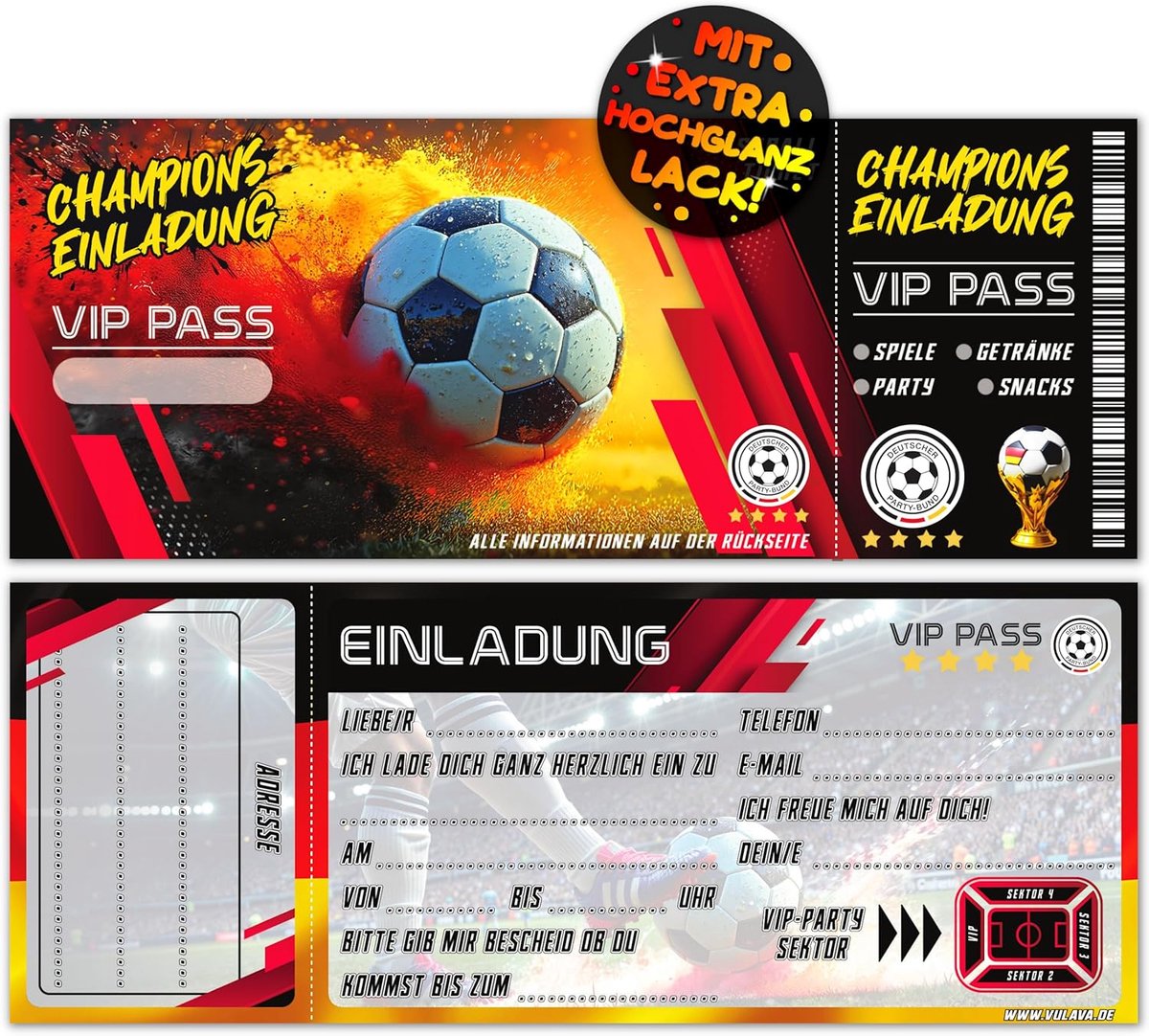 SnelShoppen - 12x Voetbal Uitnodigingskaarten Kinderfeestje - Voetbal Ticket Uitnodigingen voor Jongens en Meisjes - Sportfeest, Tuinfeest, Themafeest