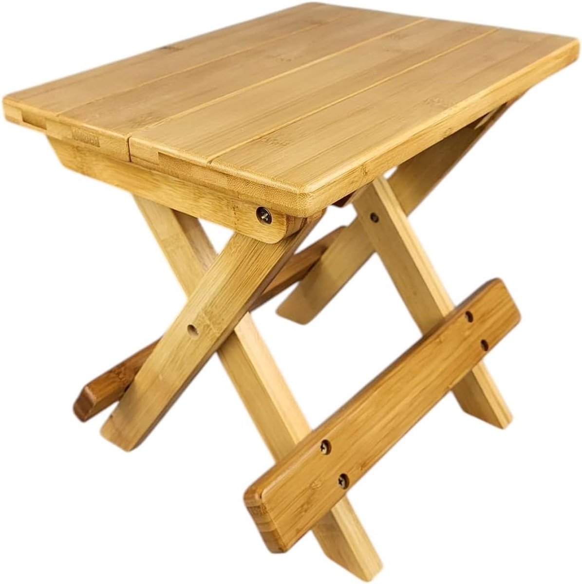 Thijox - Opvouwbare Opstapkruk van Hout, 23 x 30 x 28 cm, Klapkruk, Tuinkruk, Bloemenstandaard, Zitkruk, Vouwstoel, Bruin, Voor Camping, Tuin en Huis