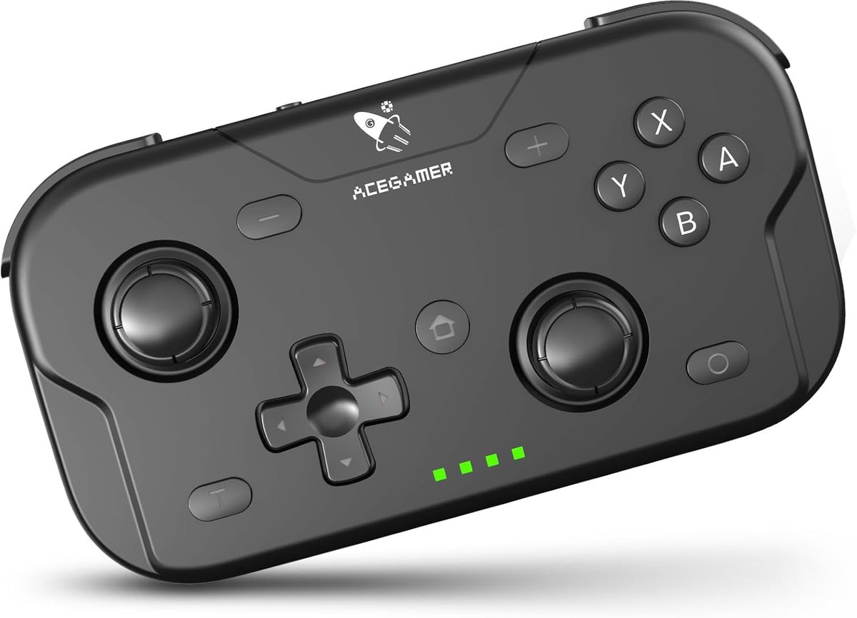 SnelShoppen - Draadloze Mini Gamepad Controller voor Switch 2, Switch, PC, iOS, Android - Turbo, 6-Axis Gyro Sensor, Zwart