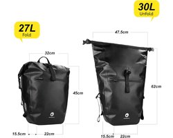 SnelShoppen - Multifunctionele Waterproof Fietstas - BAIGIO Trinity Pannier 27-30L - Stevige Fietstas met Snelle Montage, 100% Waterdicht en Eenvoudig