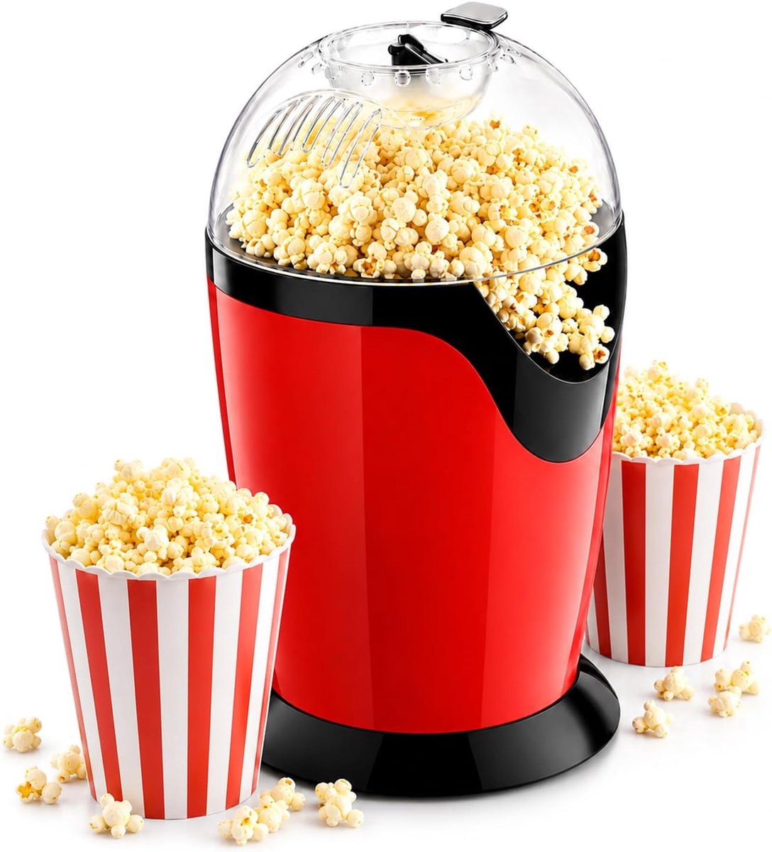 SnelShoppen - Hete Lucht Popcornmachine 1200 W - Gezonde Olievrije Popcornmaker - Snel 2 Minuten - Ideaal voor Filmavonden, Kinderfeestjes en Kerstmis