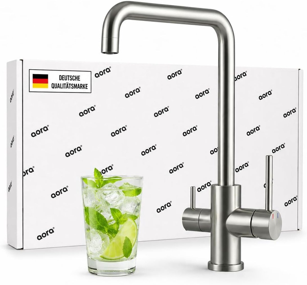 SnelShoppen - 3-Weg Keuken Kraan - RVS 304 - Hoge Druk - Keuken Mengkraan met 360° Uittrekbare Uitloop - Filterkraan voor Osmose en Waterfilter - Idea