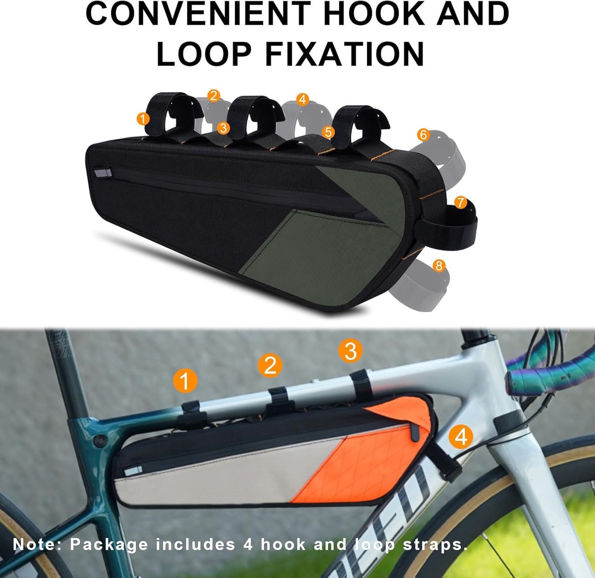 SnelShoppen - Fietstas met Frame 2.5L | Waterdichte Buiszak voor Fietsen, MTB, Elektrische Fiets | Grote Capaciteit, Handige Accessoires voor Racefiet