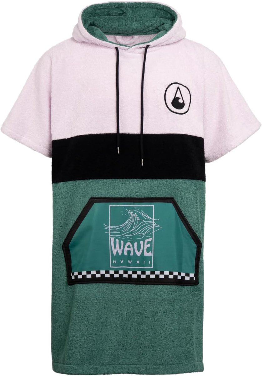 SnelShoppen - WAVE HAWAII Bad Poncho voor Mannen en Vrouwen, Maat L, 170-200 cm, Katoen, Surf Poncho, Velours en Terry Handdoek met Hoge Waterabsorpti
