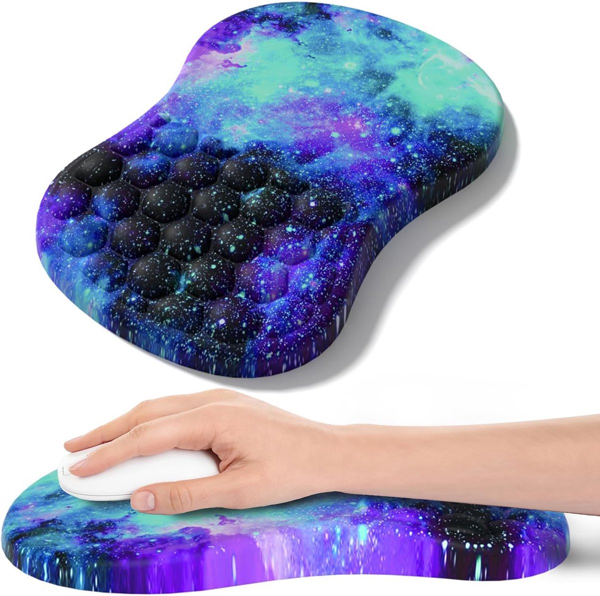 SnelShoppen - Ergonomische Muismat met Polssteun, Geheugenschuim Muismat, Massage Bult, Carpaal Tunnel Pijnverlichting, 31x20x3 cm, Irreguliere Ovalen