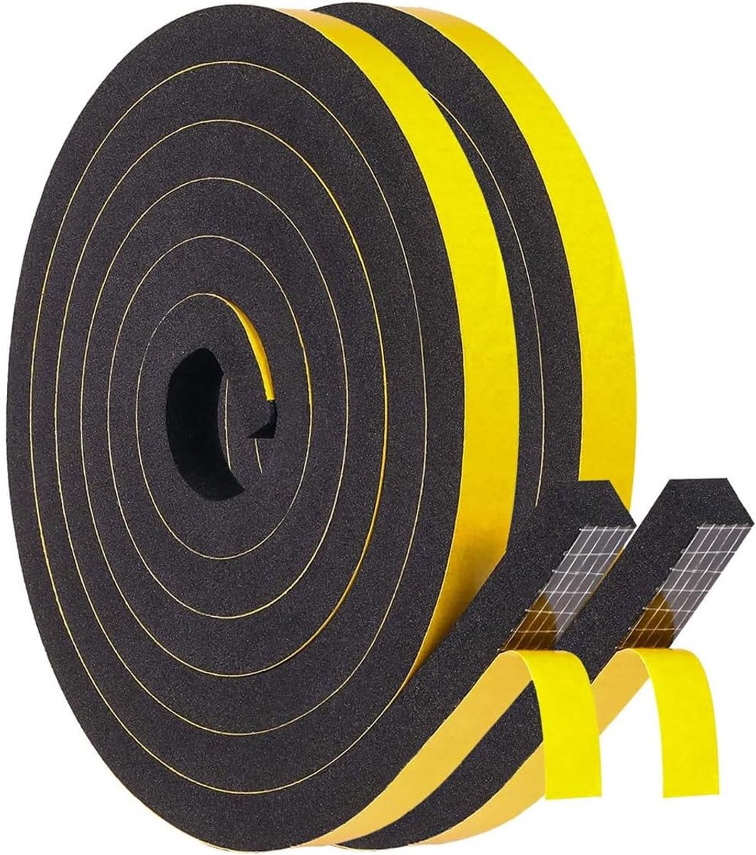 SnelShoppen - Zelfklevende Sealing Tape 12 mm x 10 mm (D) / 4 m (L) voor Deuren, Ramen, Geluidsisolatie, Waterdicht, Stofdicht, Zwart