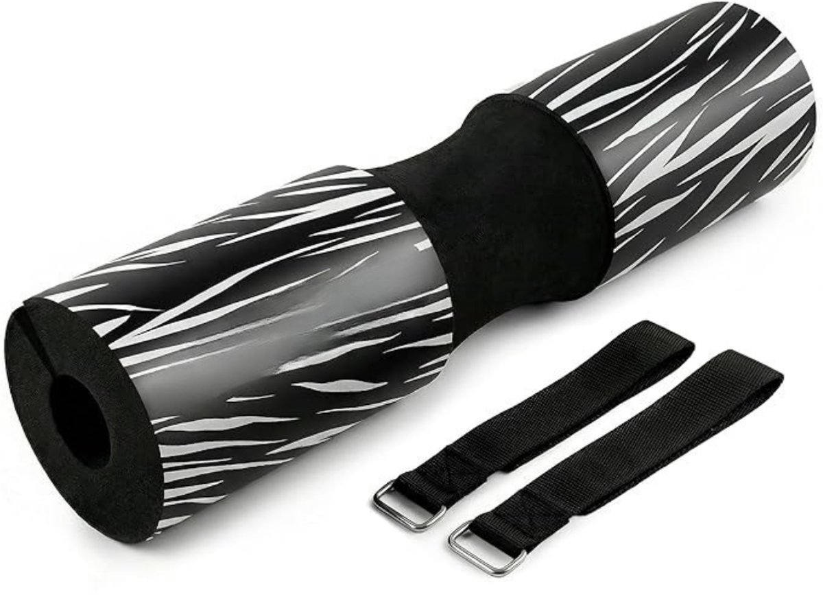 Verte Barbell Pad - Extra Dikke Schuimvulling voor Ondersteuning van Nek en Schouders - Stevige Fitnesshoes voor in de Sportschool - Geschikt voor Hip Thrusts Bij Vrouwen - Gewichtheffen en Zware Squats - Zwarte Zebra