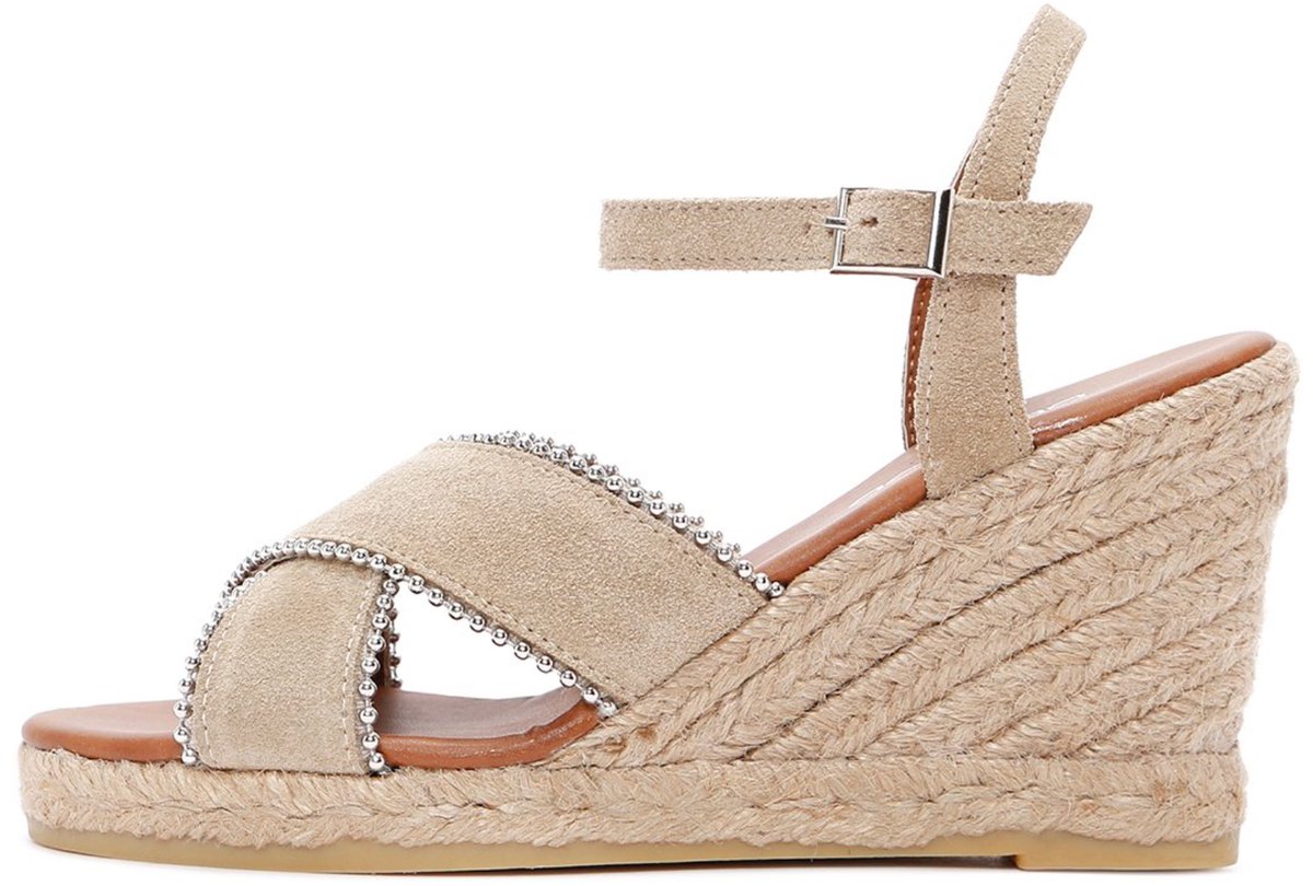DERIMOD Wedge Heeled Sandals Suede Leather Wedge Heeled Sandals