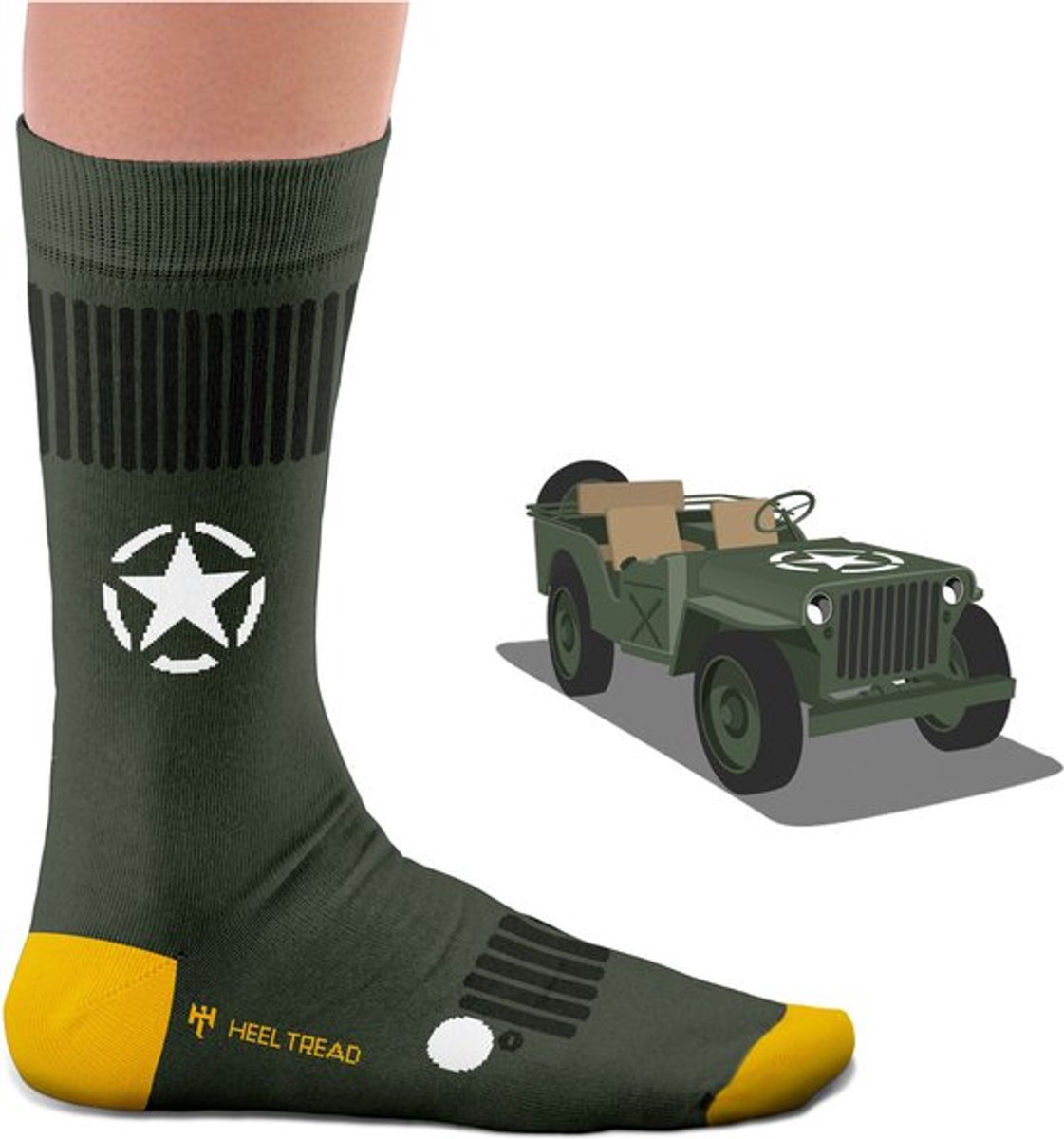 Heel Tread WILLYS JEEP - Sokken - WO2 - Groen/Geel