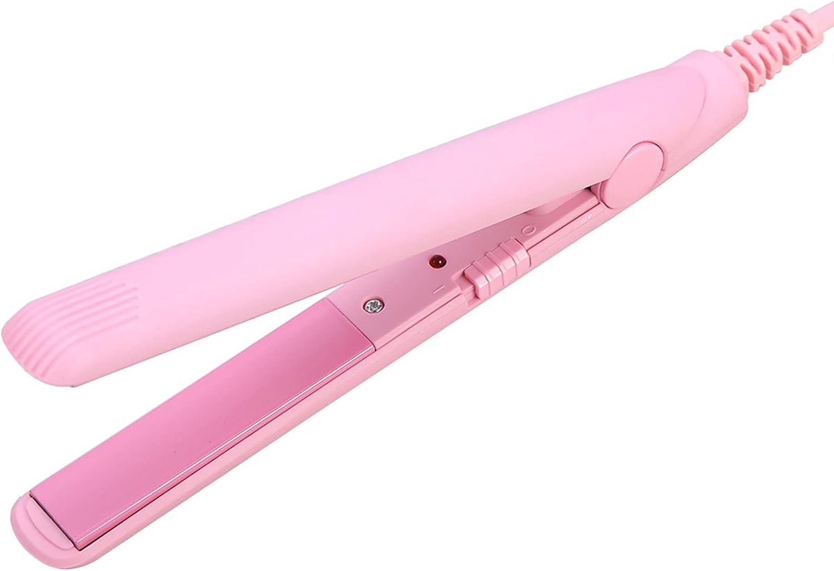 SnelShoppen - Mini-stijltang Keramiek Toermalijnplaat - 2-in-1 Beauty Stijltang en Krultang - Roze - Ideaal voor Glad en Krullend Haar