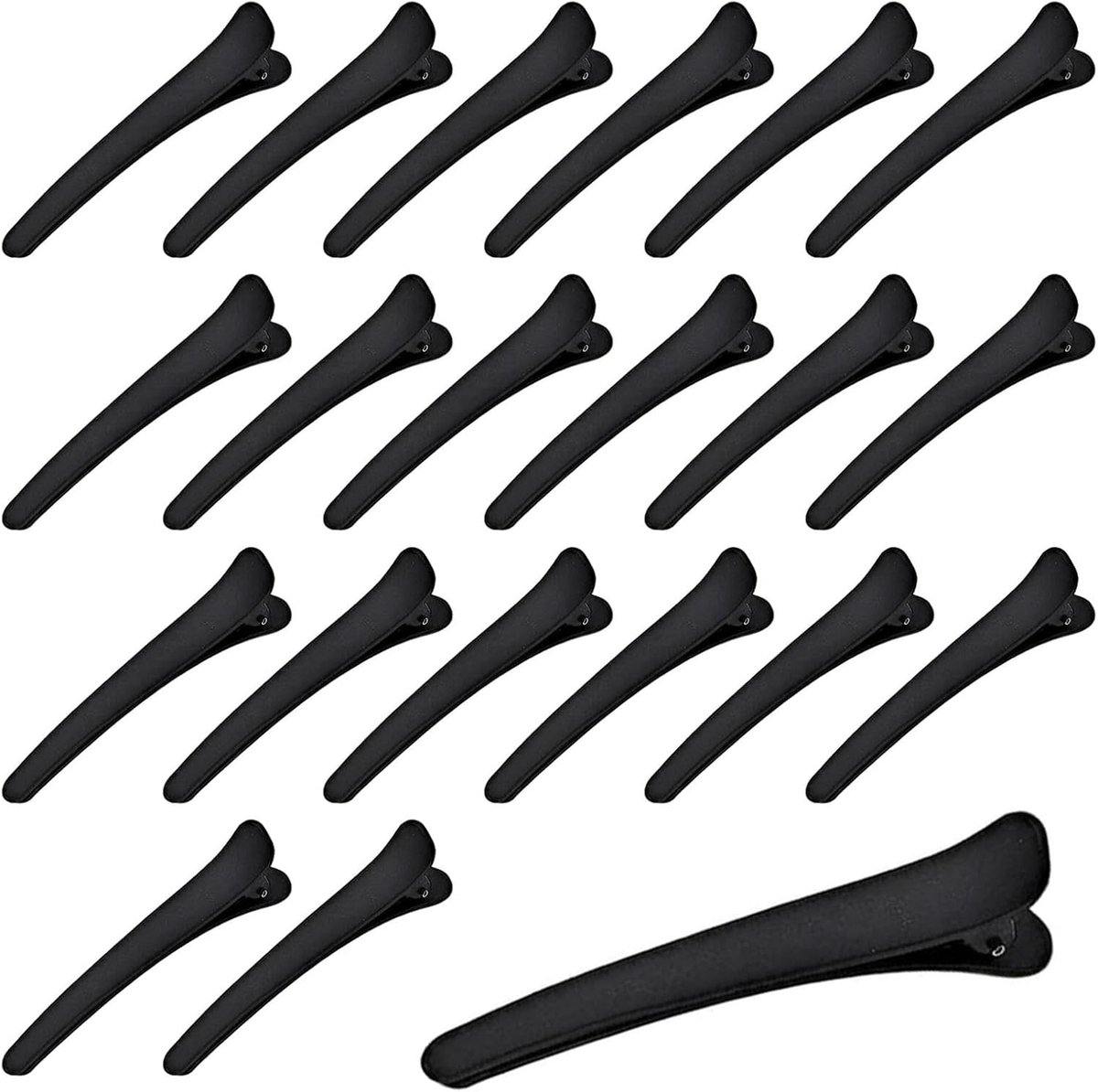 SnelShoppen - 20 Stuks Zwarte Krokodilklemmen voor Haar, Antislip Grip, Kunststof Haarklemmetjes voor Krullen, Perfect voor Knippen, Verven en Stylen