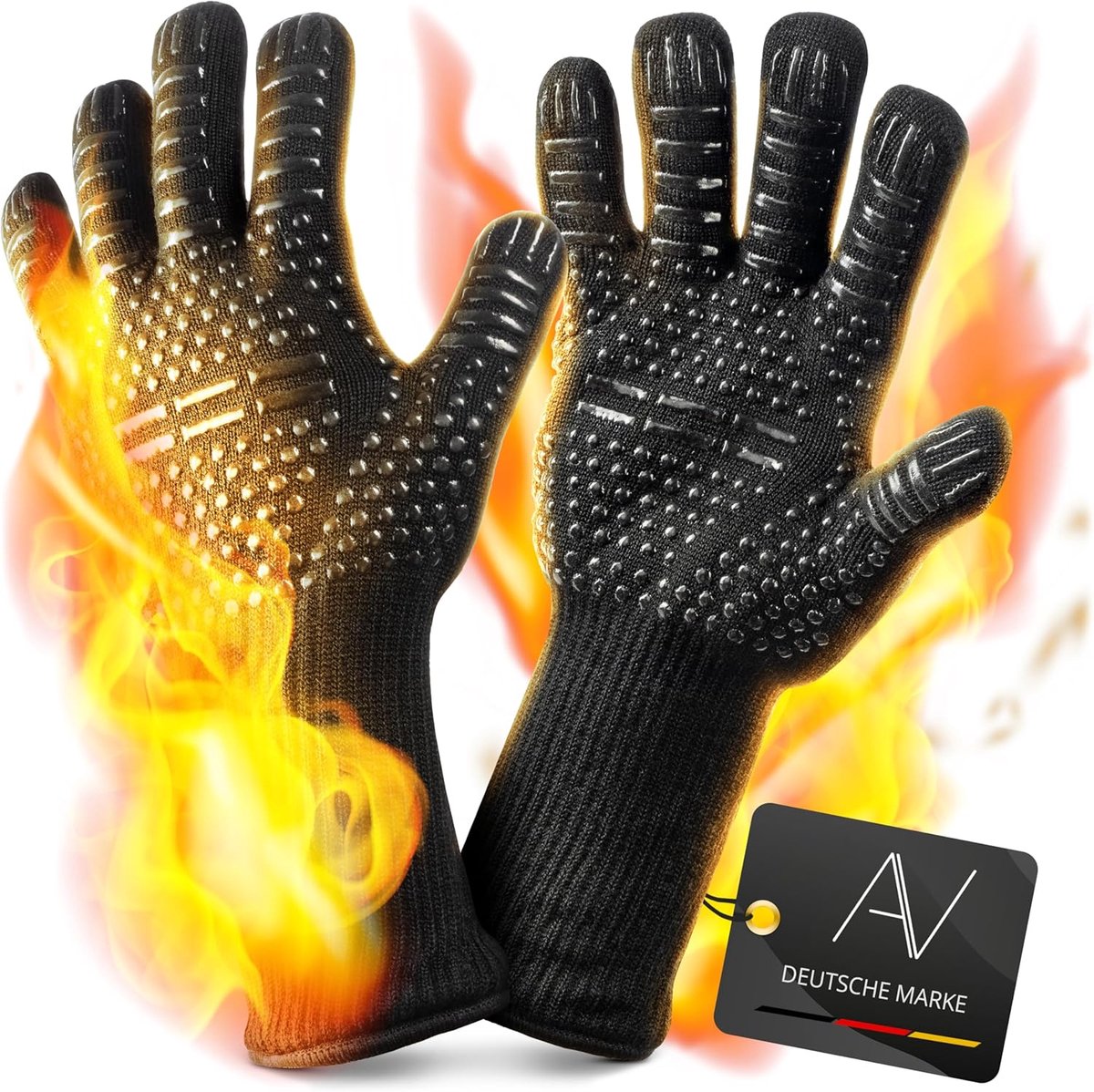 Grill Handschoenen - Ovenwanten - Hitte Bescherming - Hittebestendig tot 800°C - 31.5 x 15 cm - Zwart