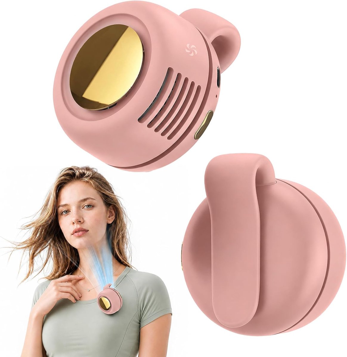 SnelShoppen - Draagbare Mini Ventilator met Clip - Vleugelloos, Stil, 3 Snelheden, Roze - Ideaal voor Thuis, Camping, Feest, Kinderen, Tuin, Keuken