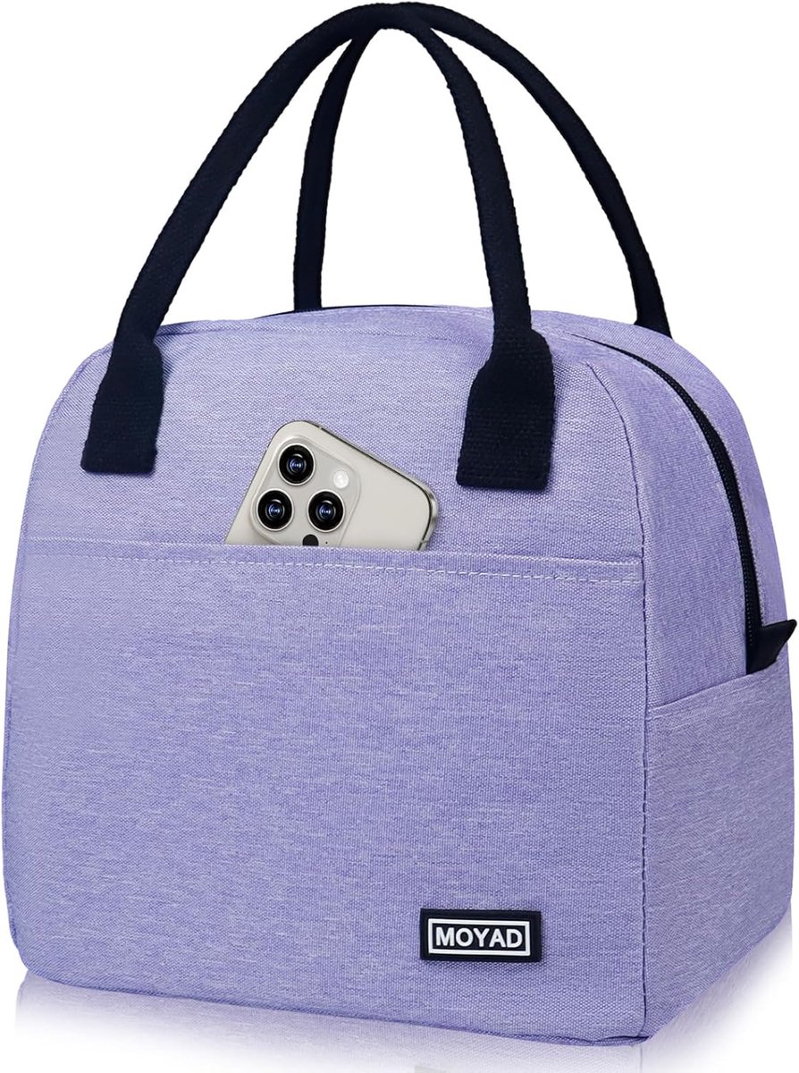 SnelShoppen - Lunchtassen voor Vrouwen - Herbruikbare Geïsoleerde Koeltas - Thermoskan Lunchtas - Grote Picknicktas - Paars voor Werk, Reizen, Kampere