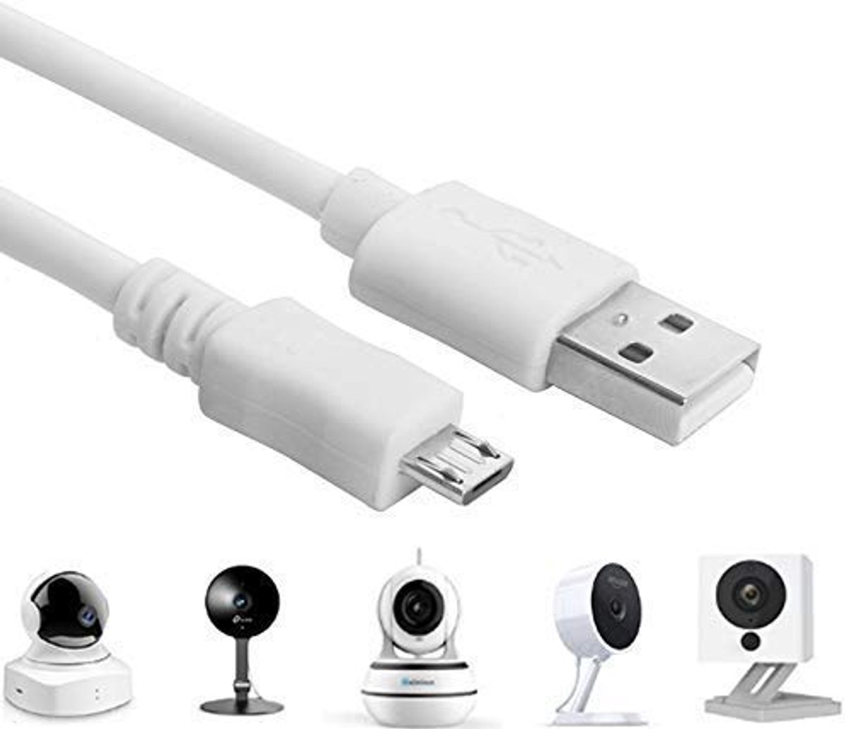 SnelShoppen - USB-kabel voor Beveiligingscamera's - Micro USB naar USB - 3 m - Sterke TPE Materiaal - Geschikt voor WyzeCam, NestCam, YI Camera en Mee