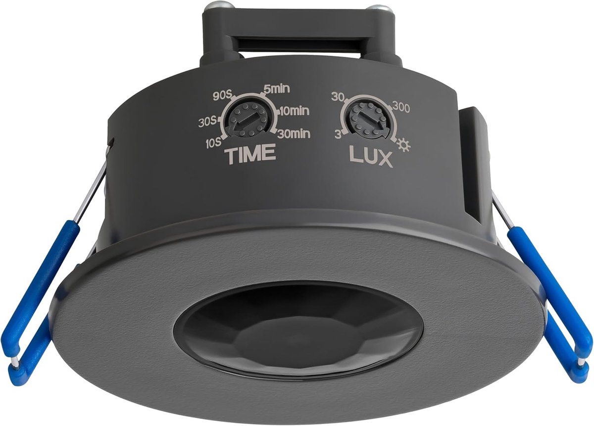 SnelShoppen - Infrarood Bewegingssensor Binnen - Inbouw Plafond Montage - Programmeerbaar - 8m/360° Detectiebereik - LED Lampen Bewegingsmelder - 3-Dr