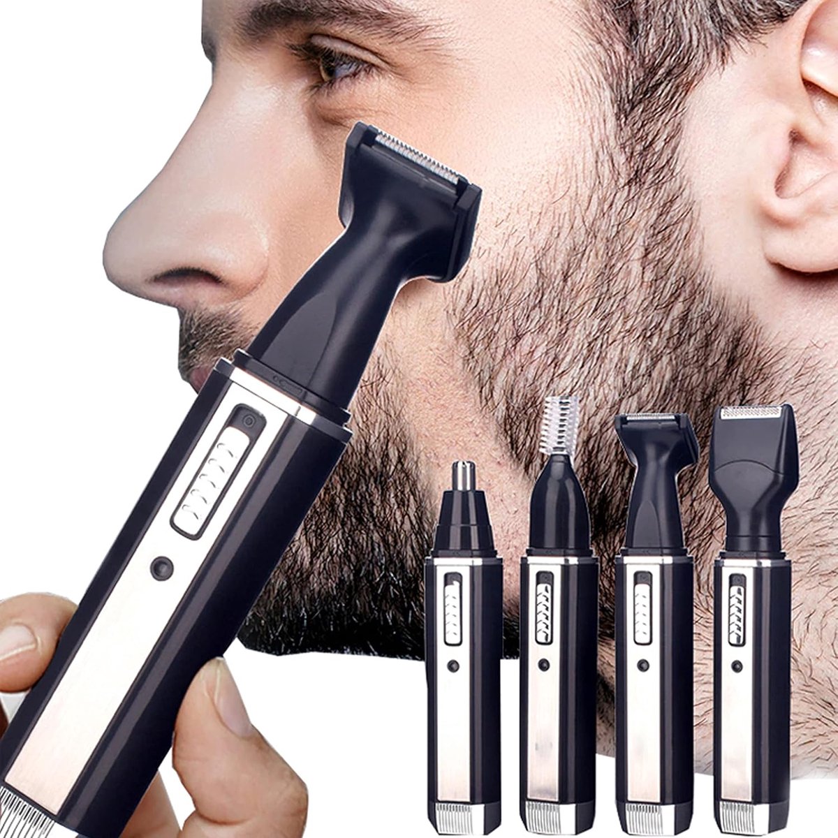Thijox - Neushaartrimmer en Oorhaartrimmer 3 in 1, Precisie Neustrimmer voor Neus, Oorhaar en Wenkbrauwen, Zwart, Draagbaar en Gebruiksvriendelijk