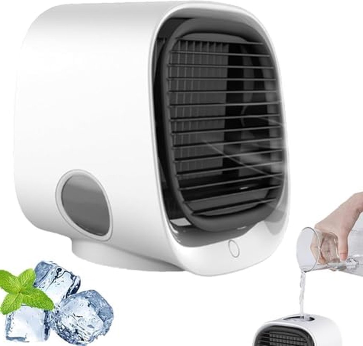 Draagbare Luchtkoeler - Mini Airco Ventilator - Persoonlijke Koeling - Snelle Verdampingskoeling - 250 sq ft - Wit