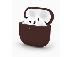 Enluxe Case geschikt voor Airpods 4 - Donker Bruin 'Espresso' - Premium Siliconen Hoesje, Valbescherming & Spatwaterdicht, Draadloos Opladen Compatibel