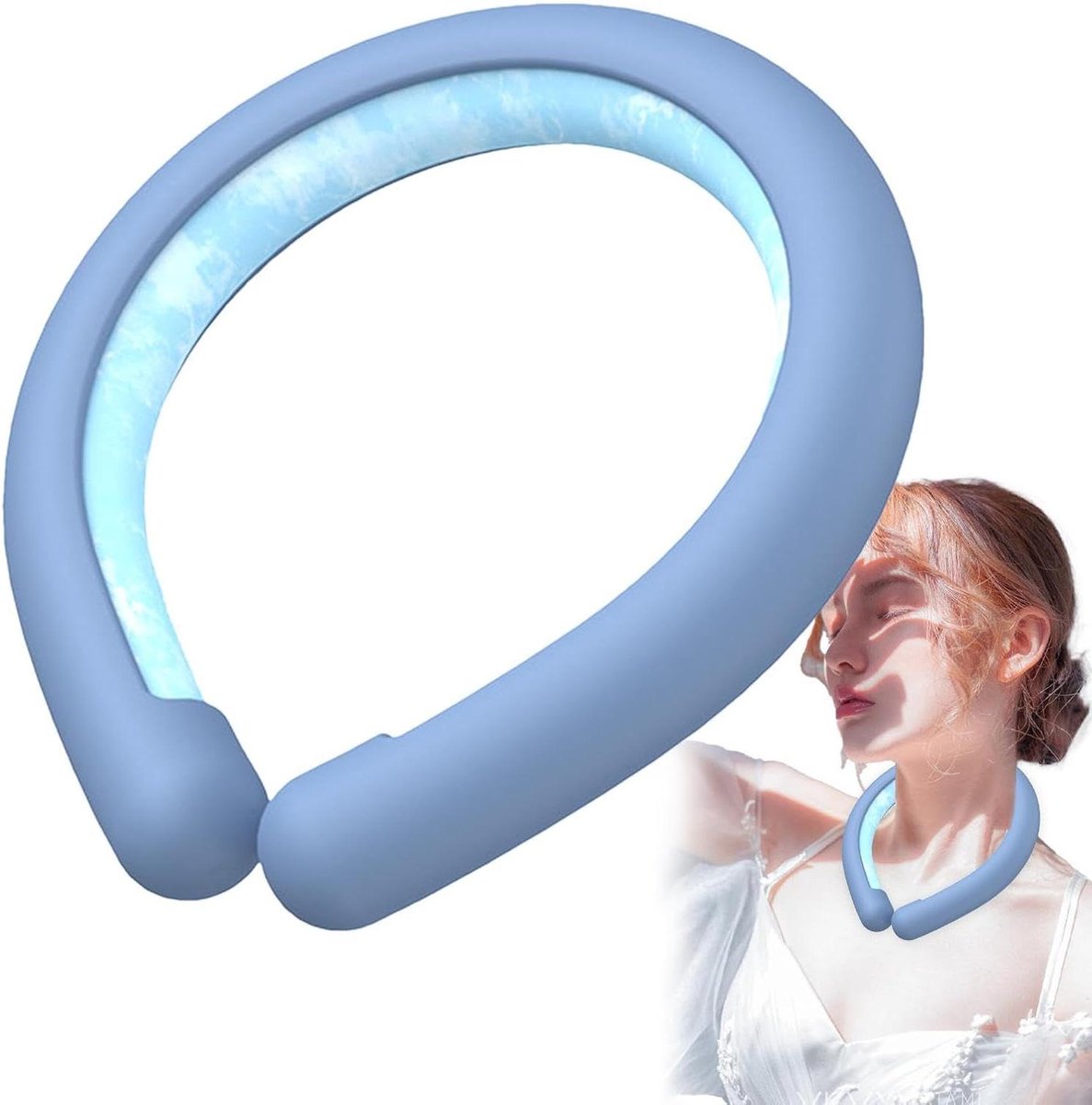 Nekkoeler - Koelband - Hitte Verlichten - Handsfree Koeling - 17 cm - Blauw