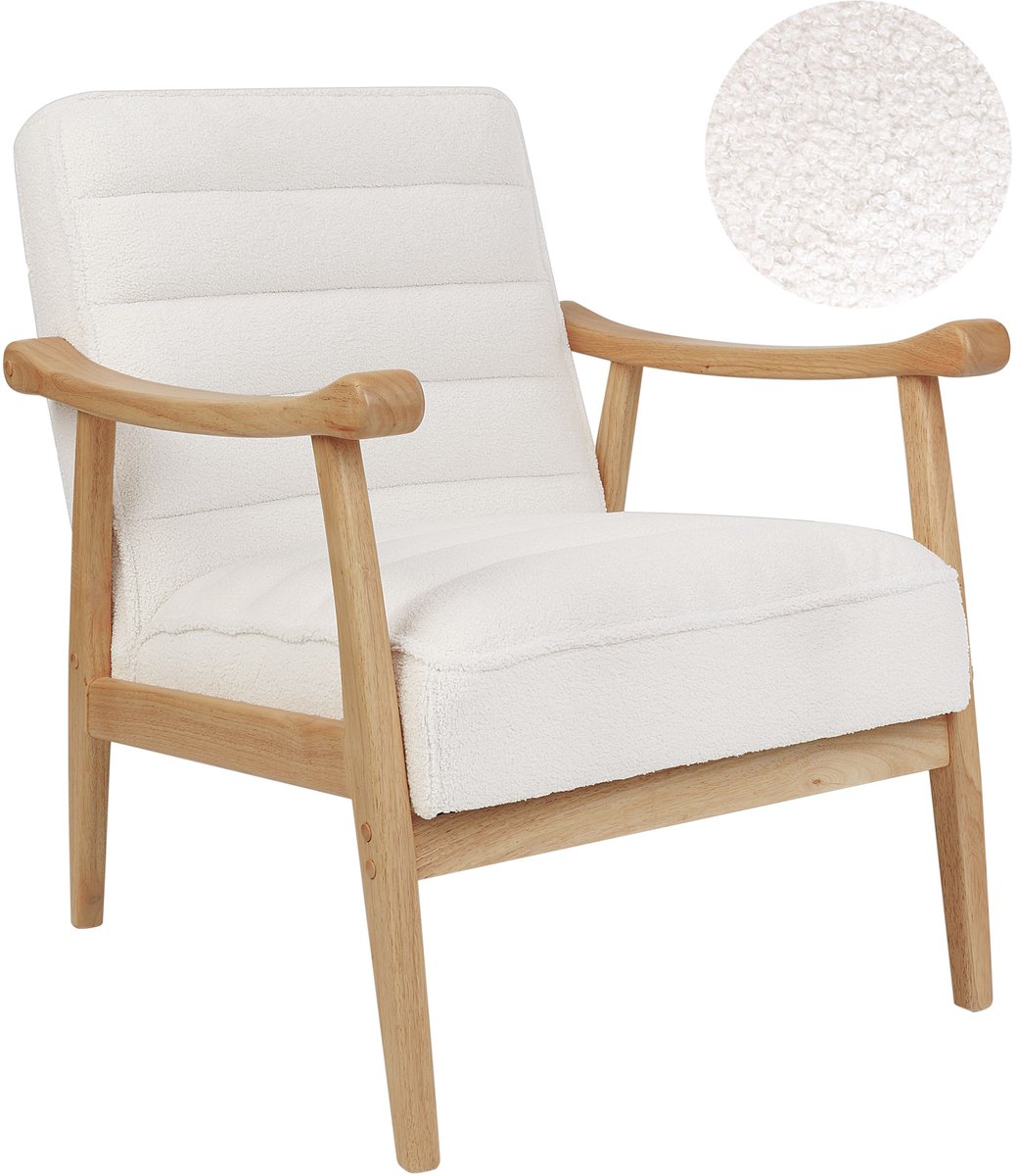 LEKNES - Fauteuil - Gebroken wit - Bouclé