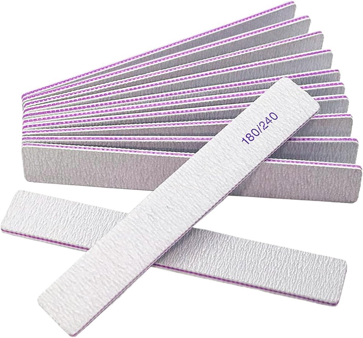 Thijox - 12Pcs Professionele Dubbelzijdige Nagelfeilen Set - 180/240 Korrel voor Natuurlijke Nagels - Duurzame Nagelvijlen voor Vingers en Teennagels