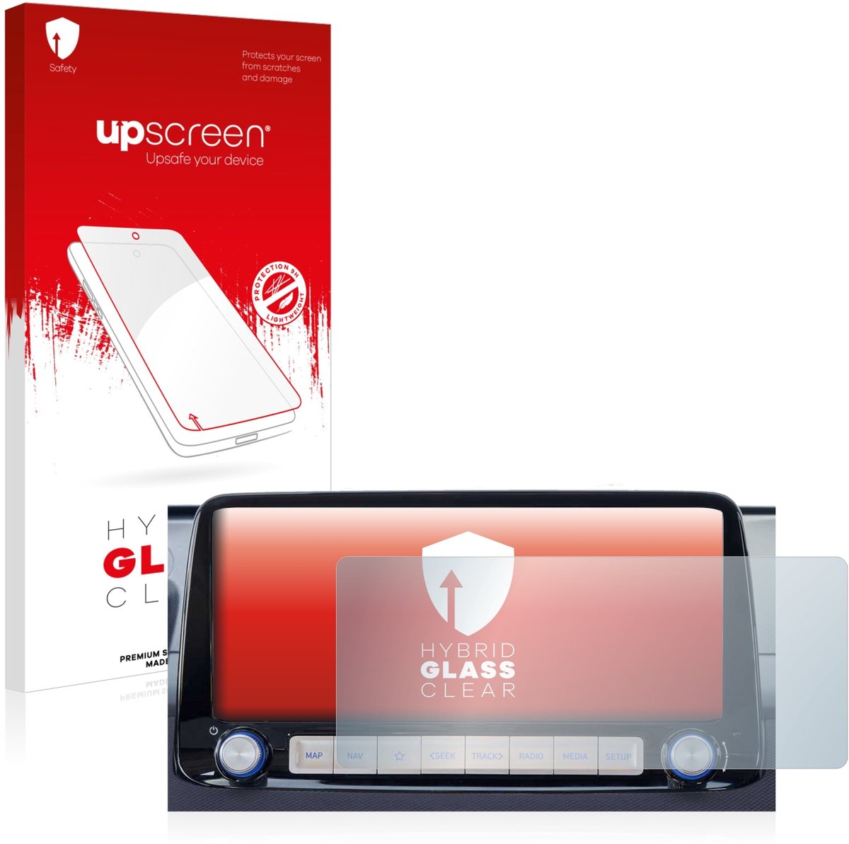 upscreen - Screenprotector voor Hyundai Kona 2020 Infotainment System 10" - Folie Beschermfolie Beschermglas transparant