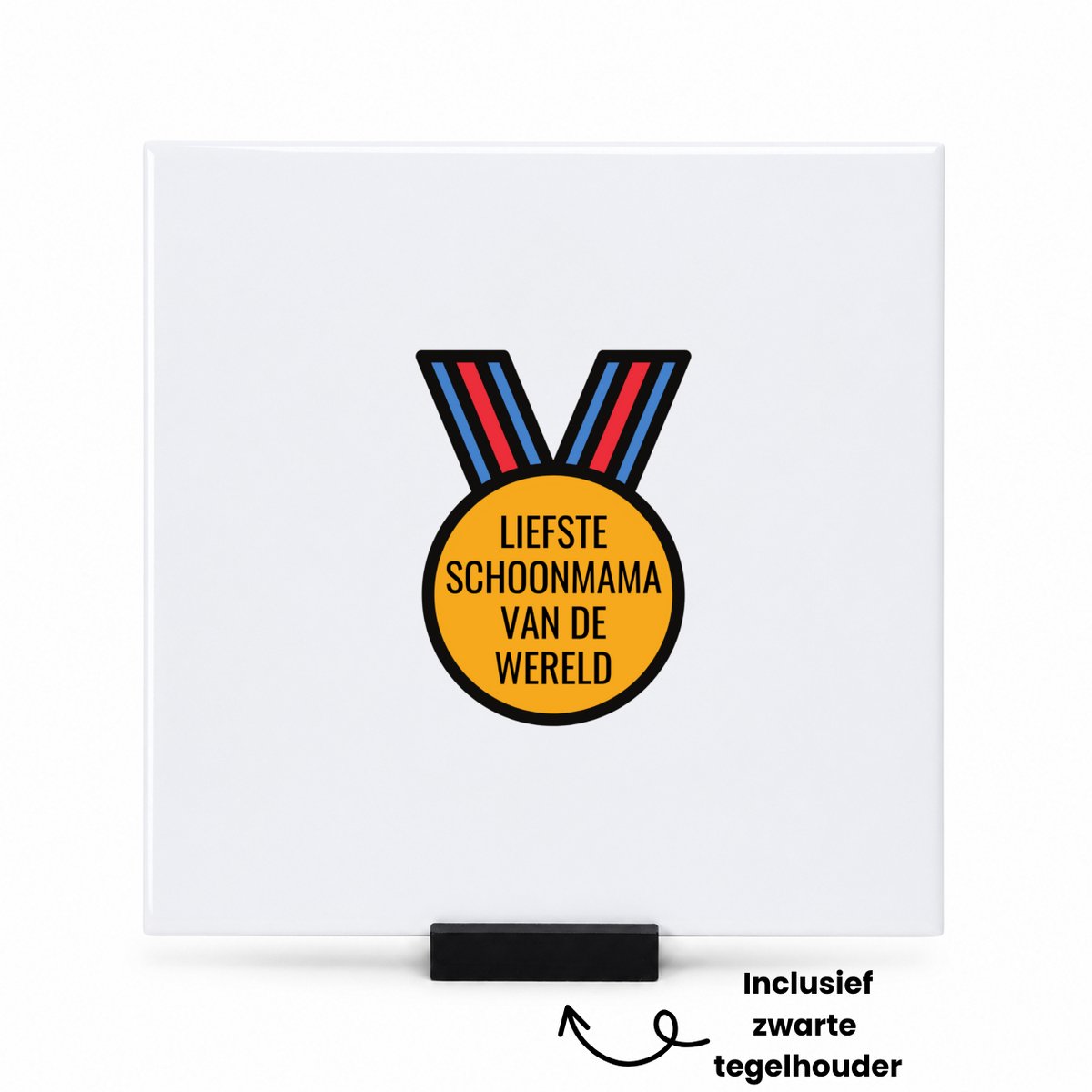 Hacebo liefste schoonmama van de wereld tegeltje met tegelhouder - de liefste schoonmoeder - tegeltjes met tekst - Moeder cadeautjes - moederdag - verjaardagscadeau - verjaardag - cadeau - geschenk - kado - gift - spreuktegels - 15x15 CM Wit
