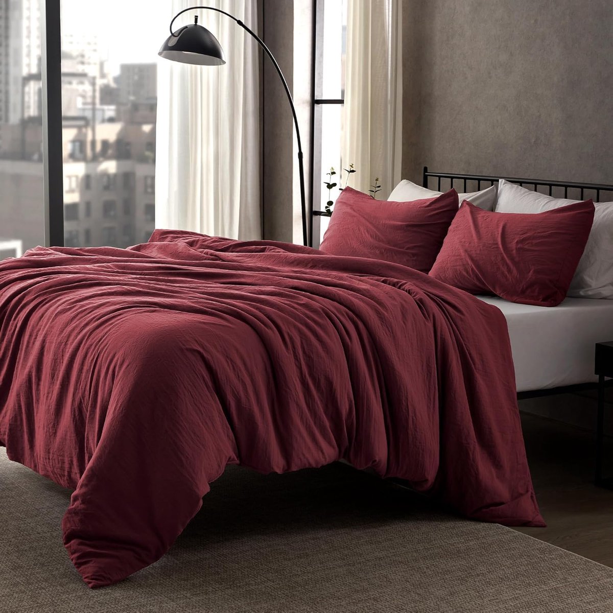 SnelShoppen - Luxe Beddegoed Set 200 x 200 cm Rood - 3-delige Oeko-Tex Dekbedovertrek met Ritssluiting en 2 Kussenslopen 80 x 80 cm - Zacht Microfibre
