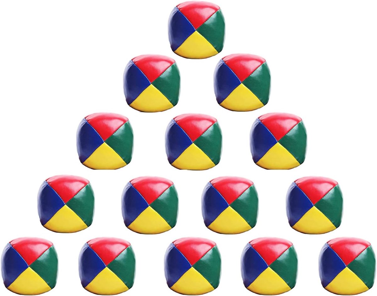 SnelShoppen - 15-delige Jongleerballen Set voor Kinderen en Volwassenen - Kleurrijke Circusballen voor Buiten, Feest en Spelletjes - Inclusief Opbergt