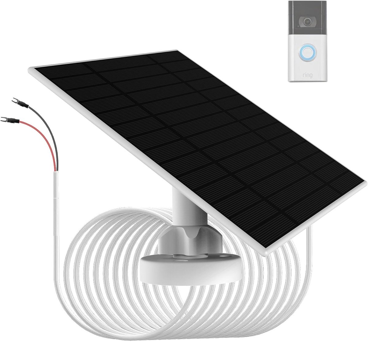 SnelShoppen - 6W Zonnepaneel voor Deurbeld Batterij Opladen, IP66 Waterdicht, Compatibel met Ring Videodeurbellen 3/3 Plus, 4/4 Plus, 2K Camera, Gesch
