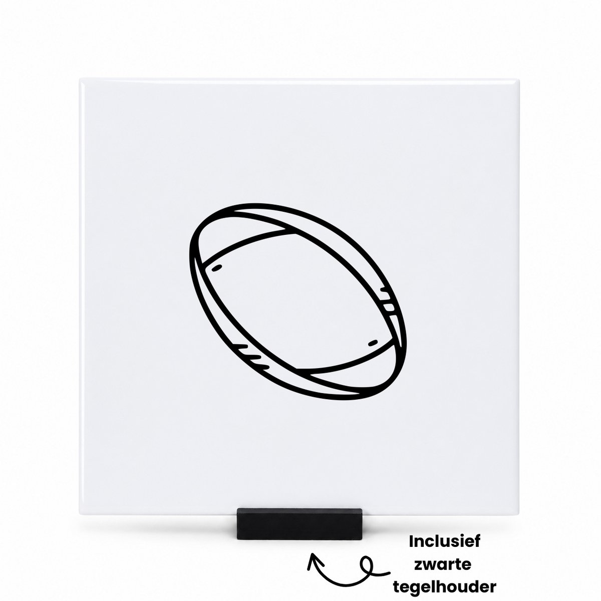 Hacebo Rugby tegeltje met tegelhouder - Rugby - Rugbyspelers - tegeltjes met tekst - Leuke kado voor iemand die van rugby houd - spreuktegels - 15x15 CM Wit
