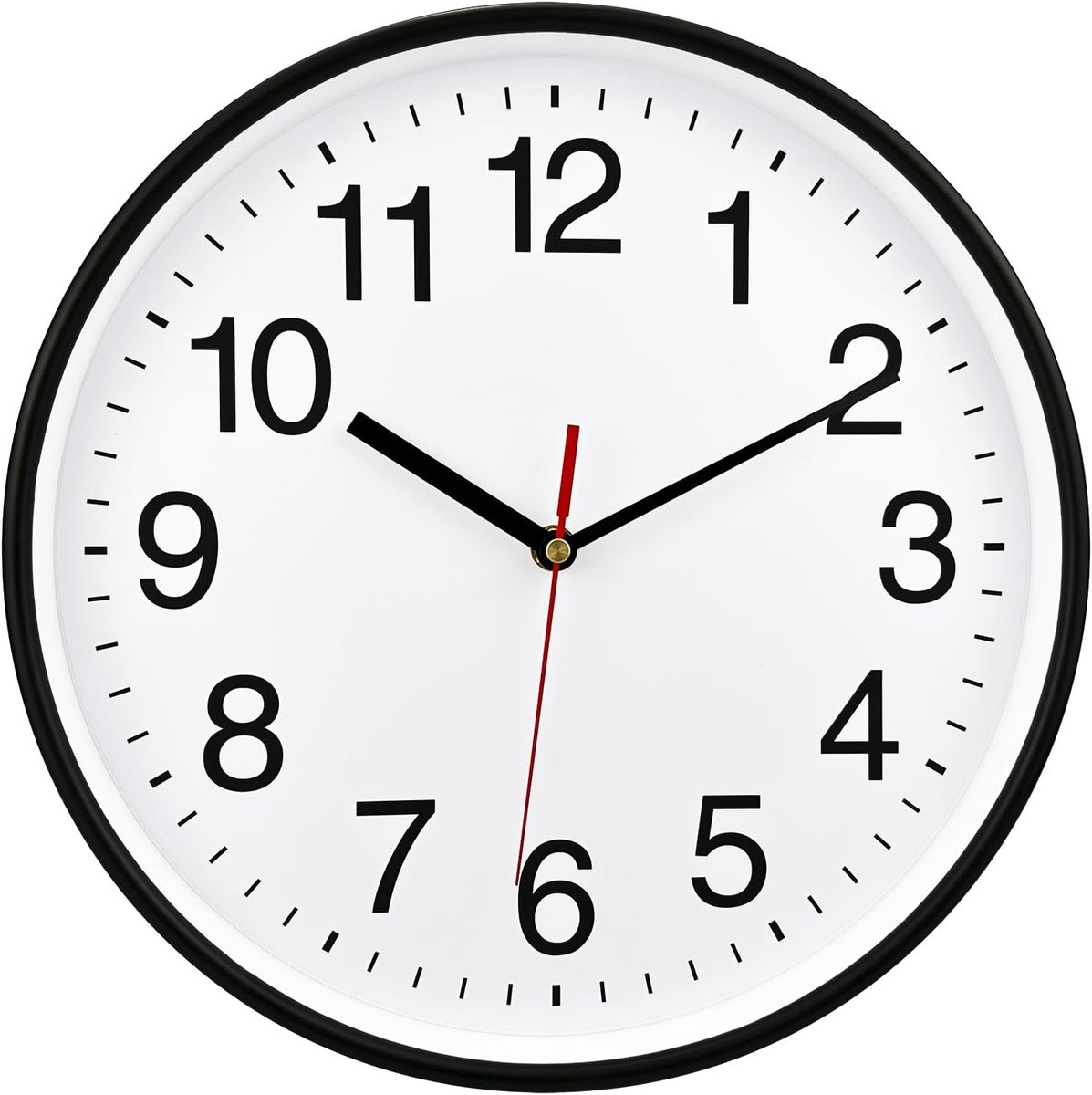 SnelShoppen - Stille Wandklok 30cm Zwart Quartz - Decoratieve Klok voor Thuis en Kantoor - Batterij Aangedreven, Grote Cijfers, Geluidsloos, Modern De