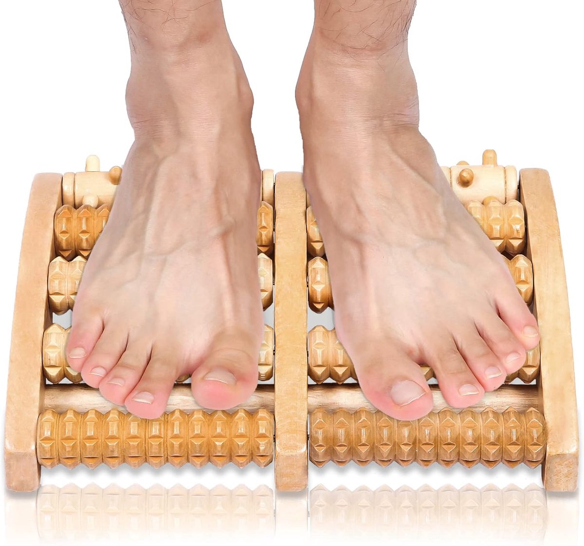 SnelShoppen - Premium Houten Voetmassage Roller - Ontspannende Voet Massager voor Thuis en Kantoor - Stressverlichting en Bloedcirculatie - Natuurlijk