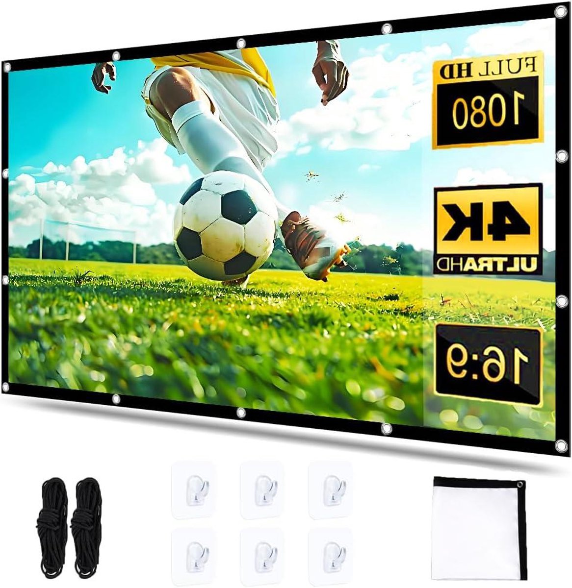 Projectiescherm - Draagbaar scherm - Thuisbioscoop creëren - 16:9 HD formaat - 84 inch - Wit