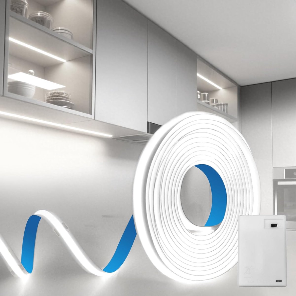 SnelShoppen - LED Strip Batterijen 2M 5V 320LEDs/M Wit 6000K Zelfklevend Flexibel Binnen Verlichting voor Slaapkamer Keuken Kast Planken Trap Woonkame