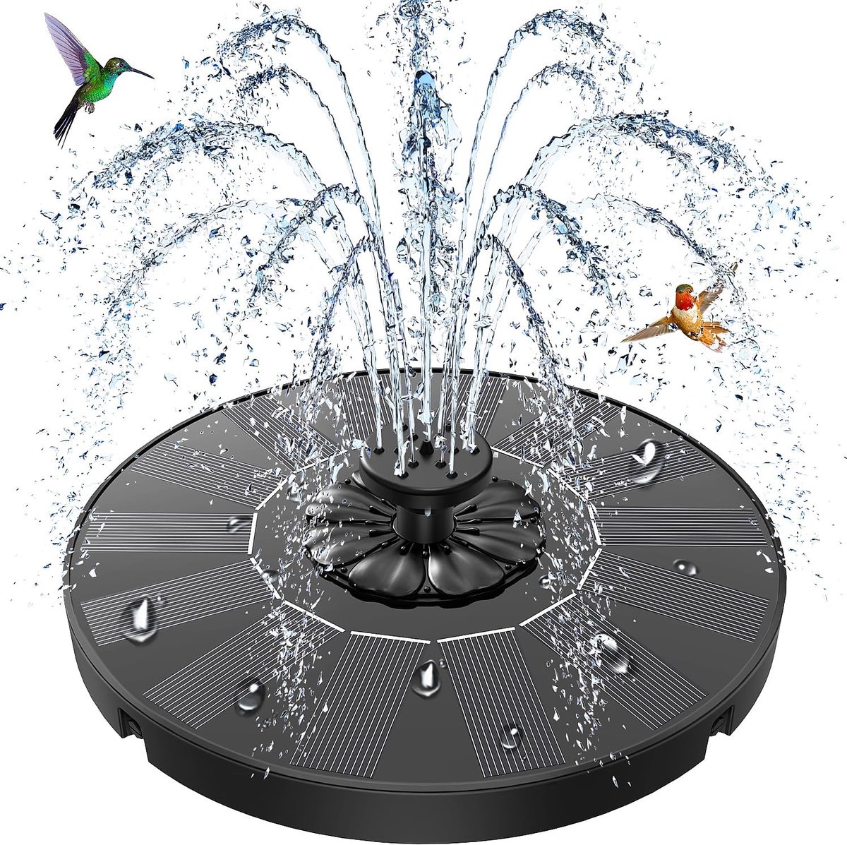 SnelShoppen - Upgrade Solar Fountain - Zonne-energie Tuin Fontein met 8 Nozzles en 4 Fixed Tubes - Duurzame Solar Pomp voor Tuin, Vijver en Vogelbad