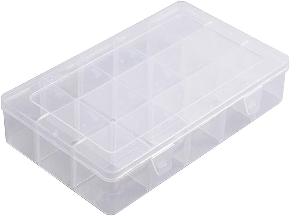 SnelShoppen - Transparante Opbergdoos met 15 Grote Vakken, Verstelbare Plastic Organizer voor Washi Tape, Sieraden, Kralen, Knutselmaterialen, 12 Verw