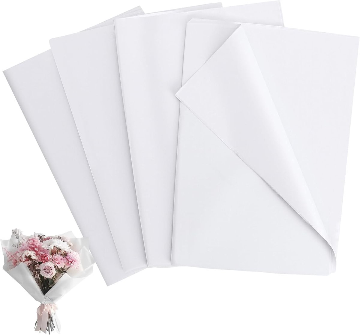 SnelShoppen - 100 Vellen Witte Tissue Papier 50 x 70 cm - Perfect voor Cadeauverpakking, Bloemstukken, Trouwen, Kerst, Feestdagen en Knutselen