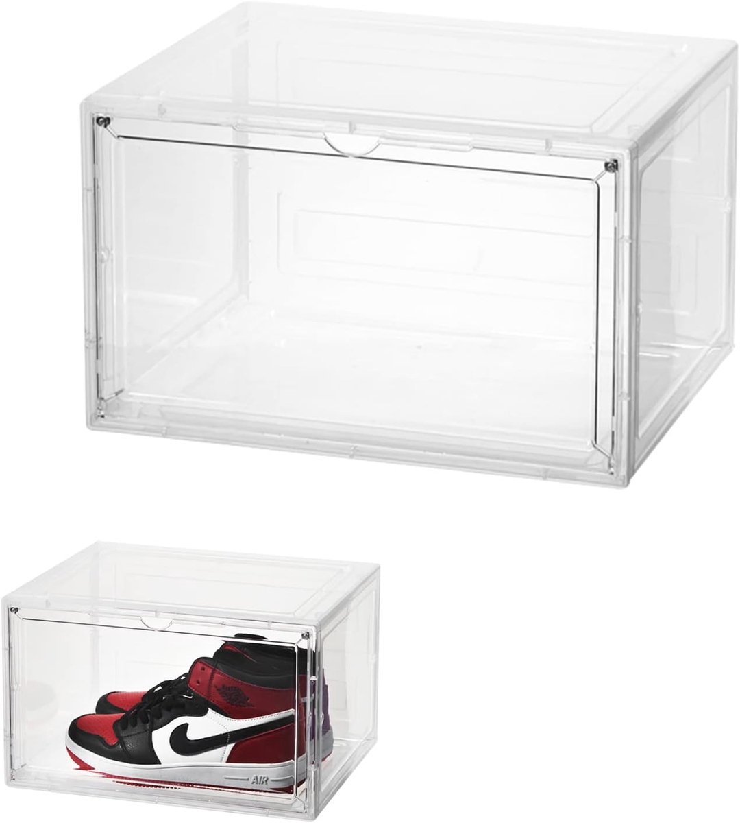 SnelShoppen - Transparante Stapelbare Schoenendozen - Opbergdozen voor Schoenen tot 47 - Vouwbare Plastic Schoenenkast - Removable Deuren - Perfect vo