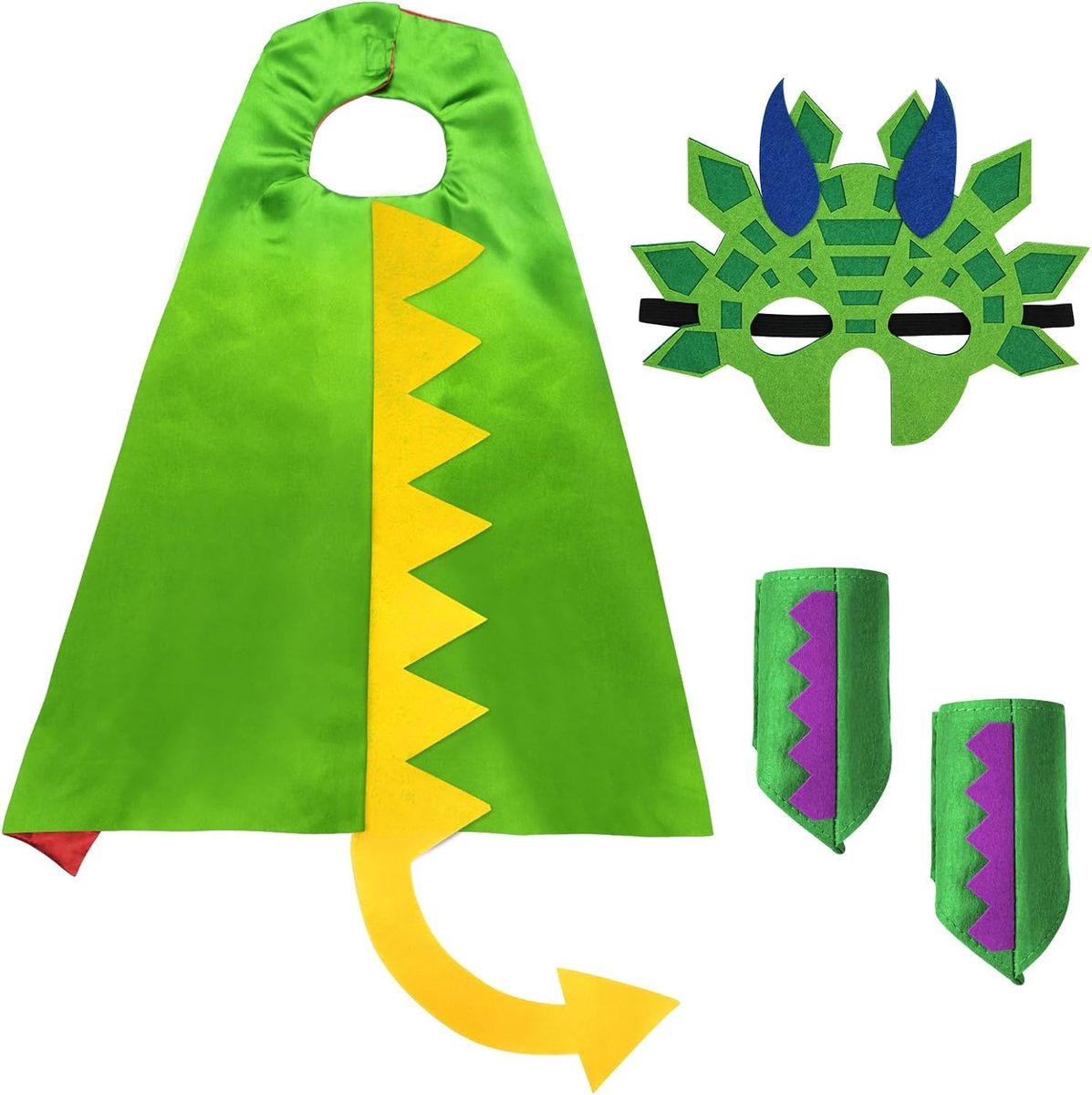 SnelShoppen - Dinosaurus Cape voor Kinderen, Carnavalsmantel met Masker, Geschikt voor Rollenspel, Halloween, Verjaardagsfeestje, Cosplay, Dinosaurus