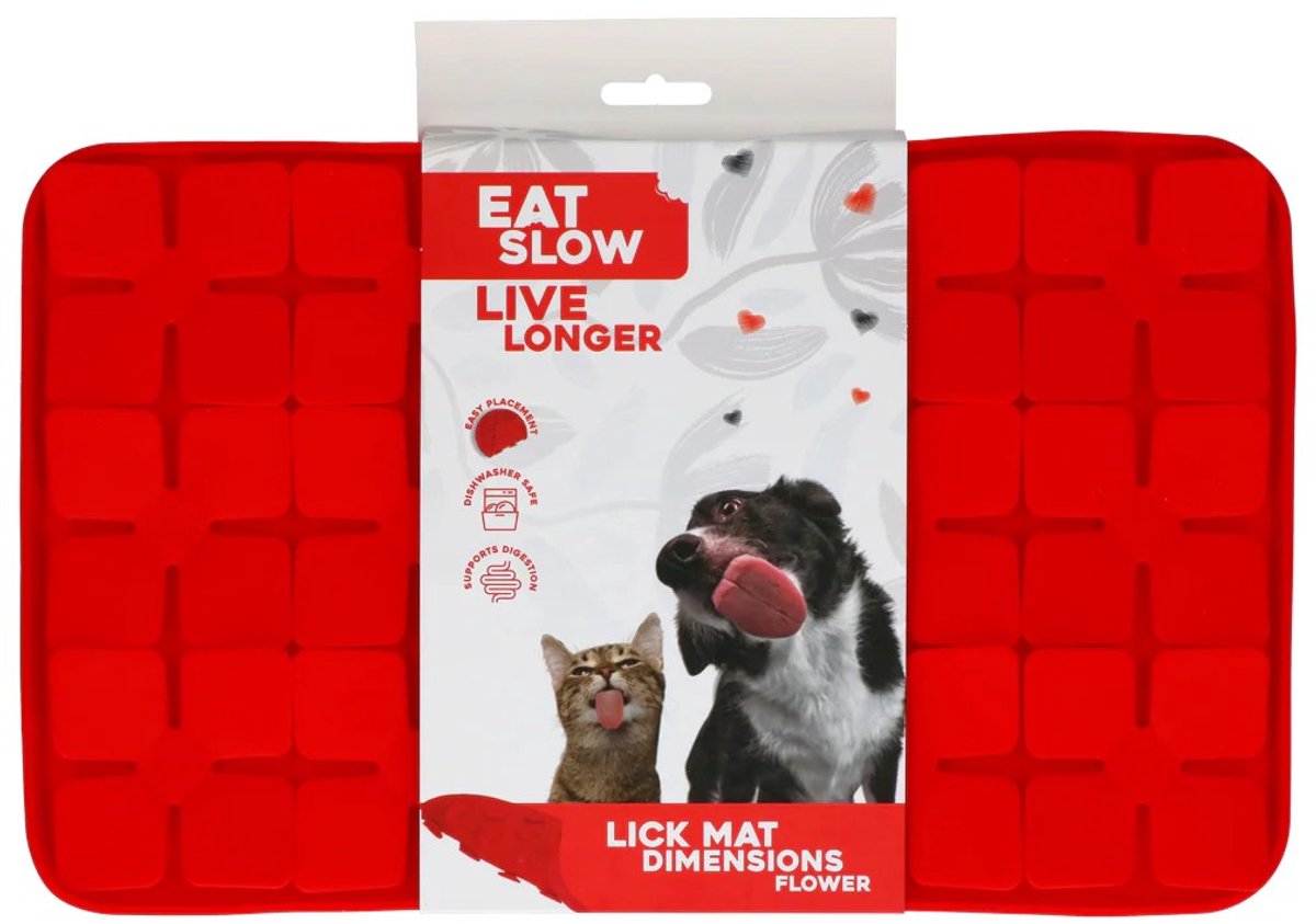 Likmat Bloemenpatroon – 21 x 34 cm - Snuffelmat - Anti-schrok Mat - Slowfeeder Honden en Katten - 100% Siliconen - Vaatwasserbestendig - Voerpuzzel Kat