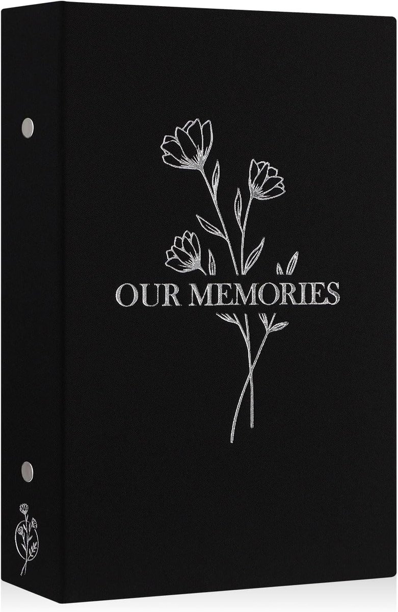 SnelShoppen - Photo Album 10 x 15 cm voor 300 Foto's, Linnen Kaft met 'Our Memories' Text, Geschikt voor Feest, Cadeau, 50 Bladen, Zwart
