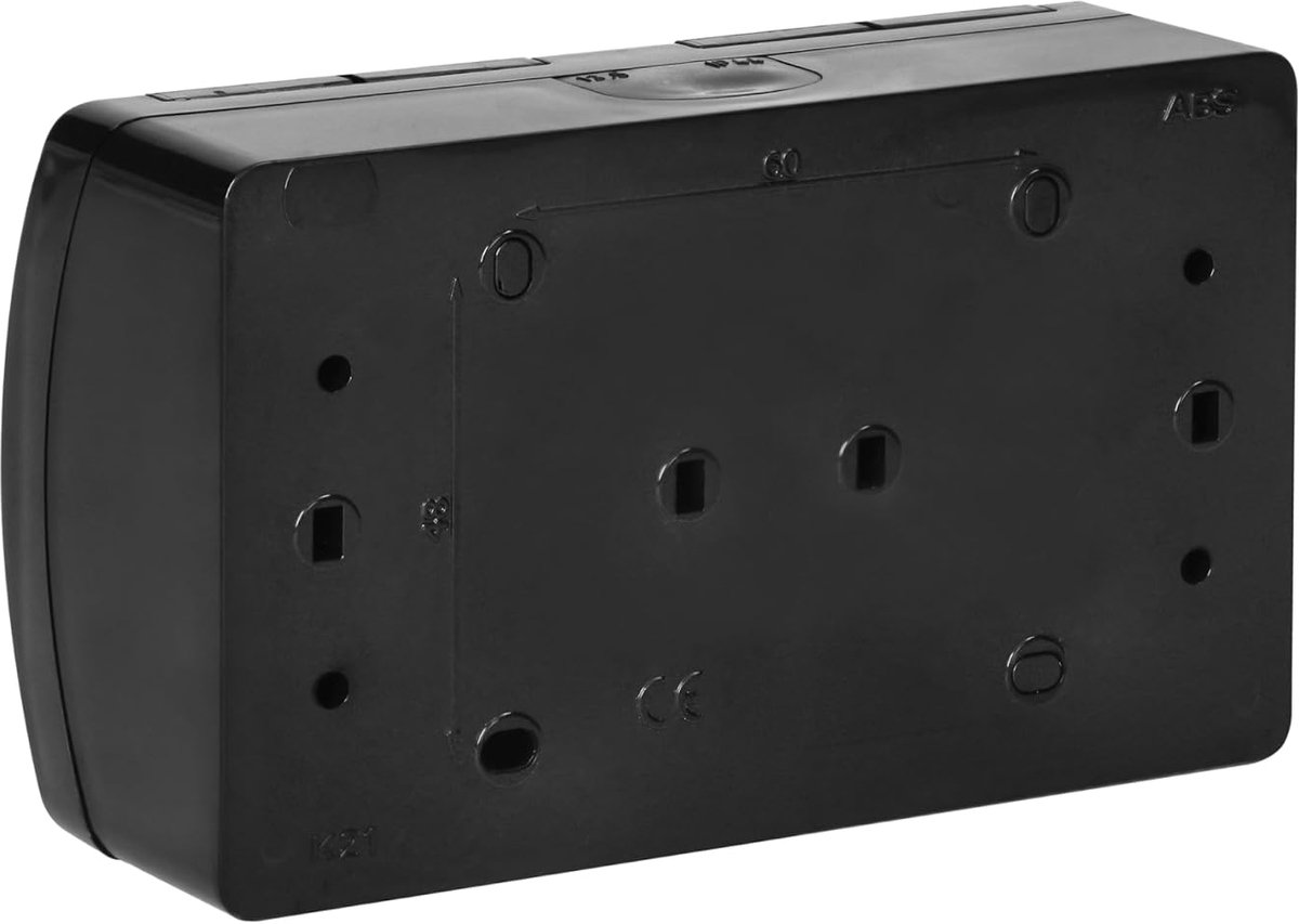Thijox - Dubbel Stopcontact 2x2P+Z IP44 Type E Frans - Waterdichte Opbouw Stopcontact voor Buiten - Zwart - Perfect voor Tuin, Camping en Feestelijkhe