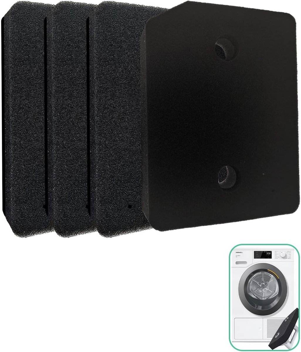 SnelShoppen - 4 Filters voor Droger, Miele T1, Filter 9164761, Warmtepomp Droger, Foam Filter Mat, Condensator, Fluff Filter - 207 x 157 x 30 mm