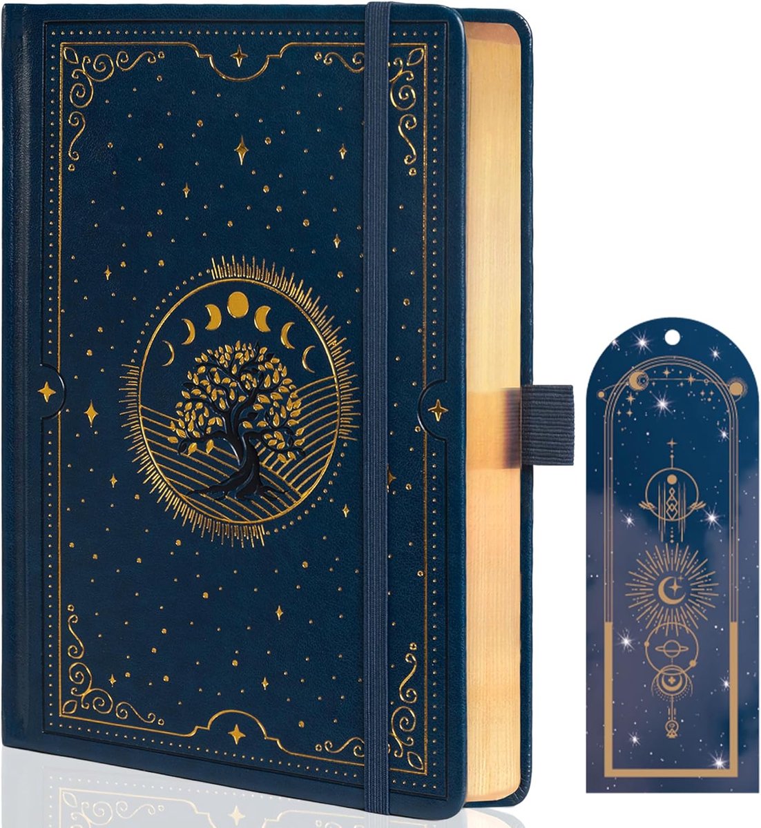 SnelShoppen - Tree of Life A5 Lined Journal, Vegan Leather Notitieboek met Hardcover, 316 Genummerde Pagina's, Bookmark, Esthetisch Dagboek voor Manne